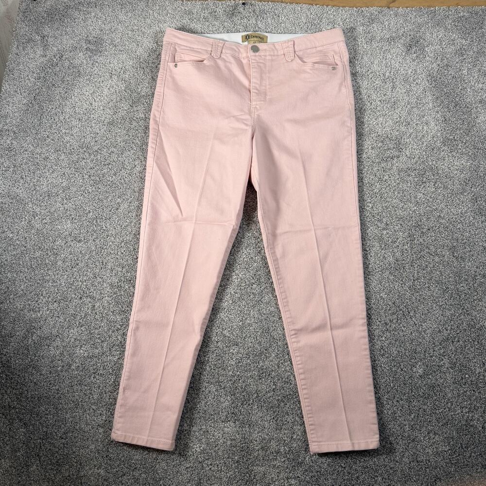Democracy Skinny Jeans Size 12 34x27 Pink Stretch Ab Solution Shaping Denim